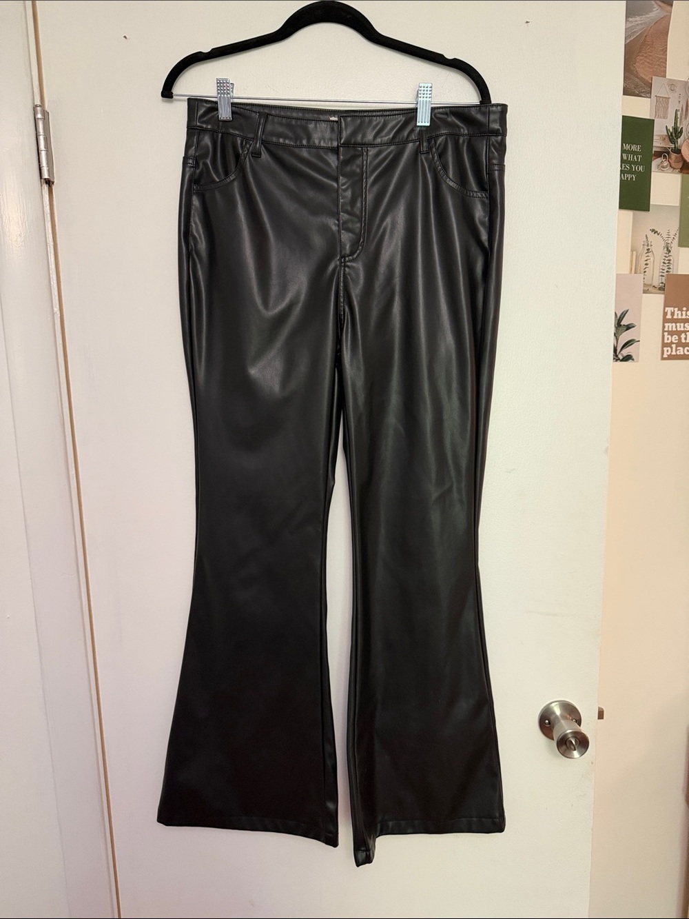 Black Faux Leather Flare Pants - Women's Flared Boot Cut